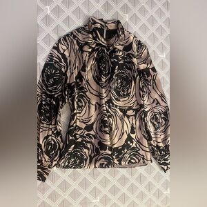 Alex Evenings Black and Cream Floral Blouse